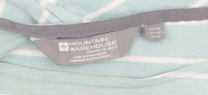 Mountain Warehouse Womens Blue Striped 3/4 Sleeve Cotton Boat Neck Top UK 20