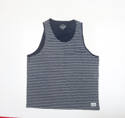 Life & Glory Men's Blue Striped Cotton Sleeveless Tank Top 2XL