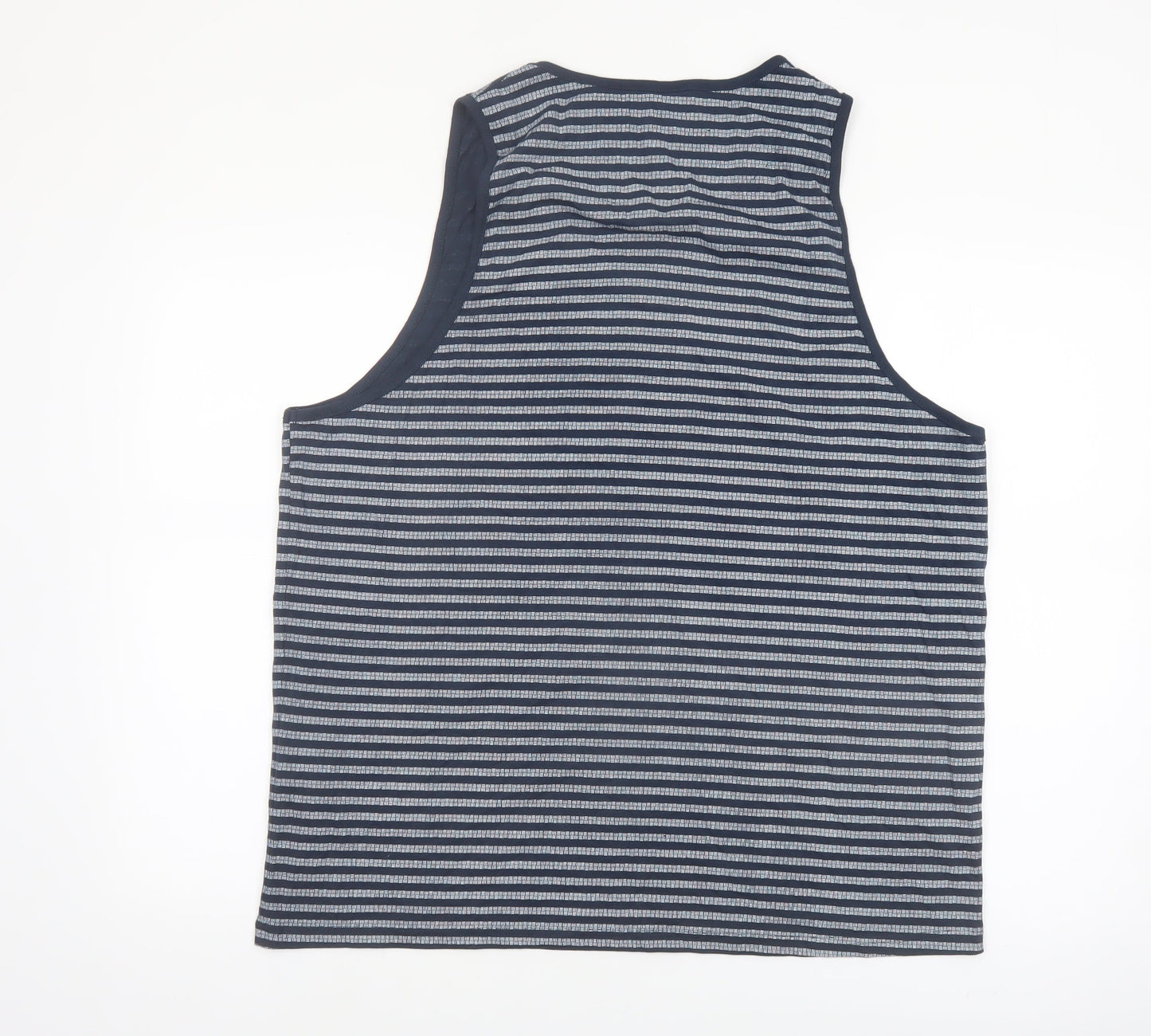 Life & Glory Men's Blue Striped Cotton Sleeveless Tank Top 2XL