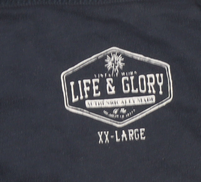 Life & Glory Men's Blue Striped Cotton Sleeveless Tank Top 2XL