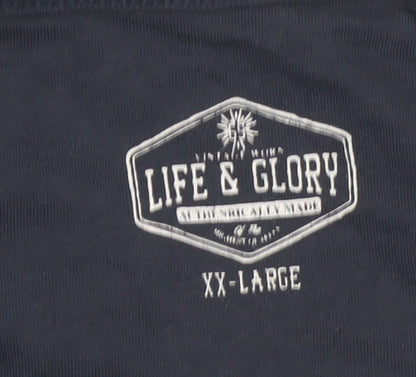 Life & Glory Men's Blue Striped Cotton Sleeveless Tank Top 2XL