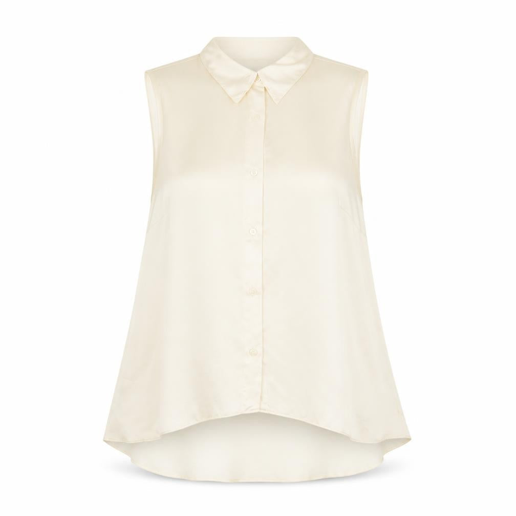 Be Beau Womens Ivory Sleeveless Collared Blouse Size 12