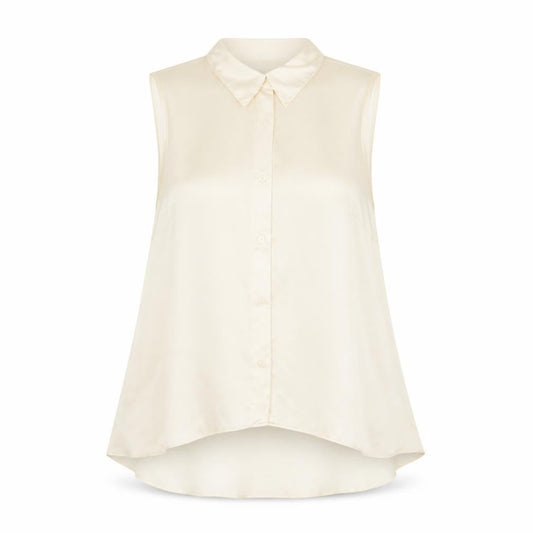 Be Beau Womens Ivory Sleeveless Collared Blouse Size 12
