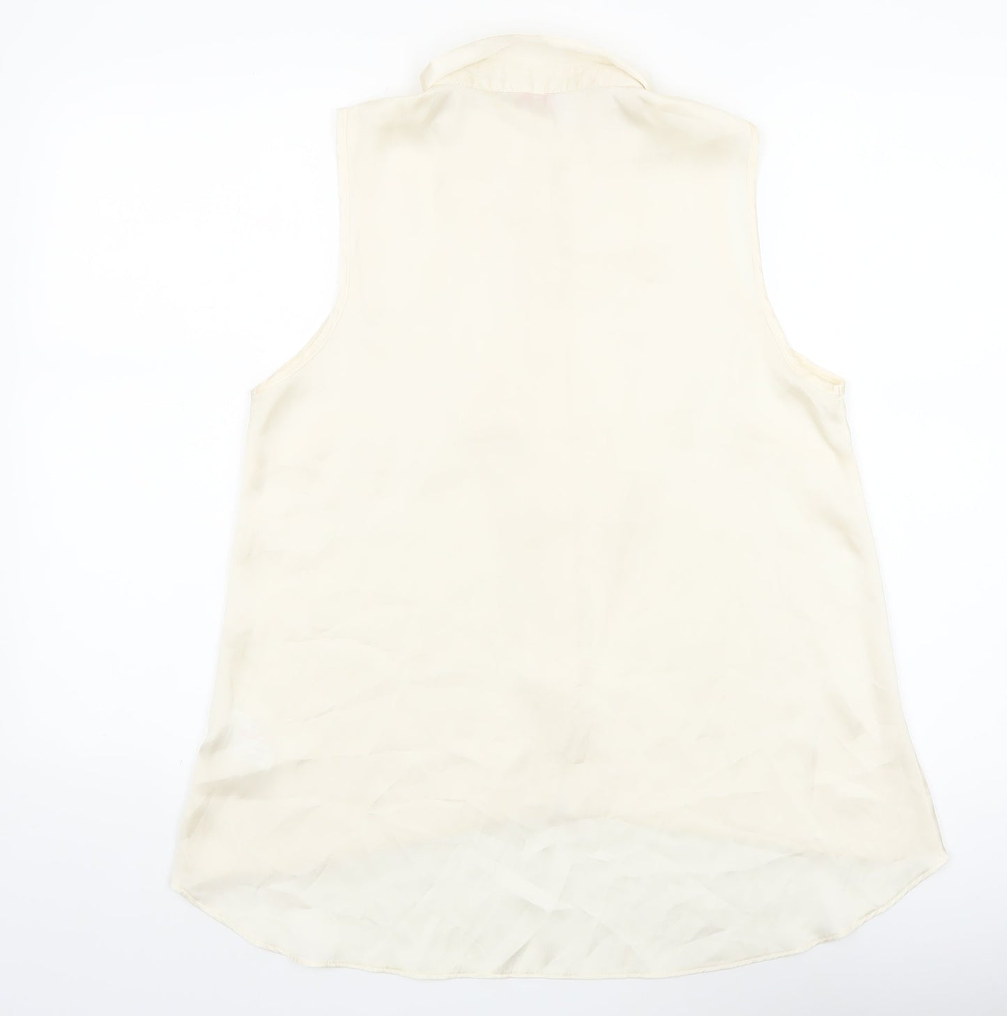 Be Beau Womens Ivory Sleeveless Collared Blouse Size 12