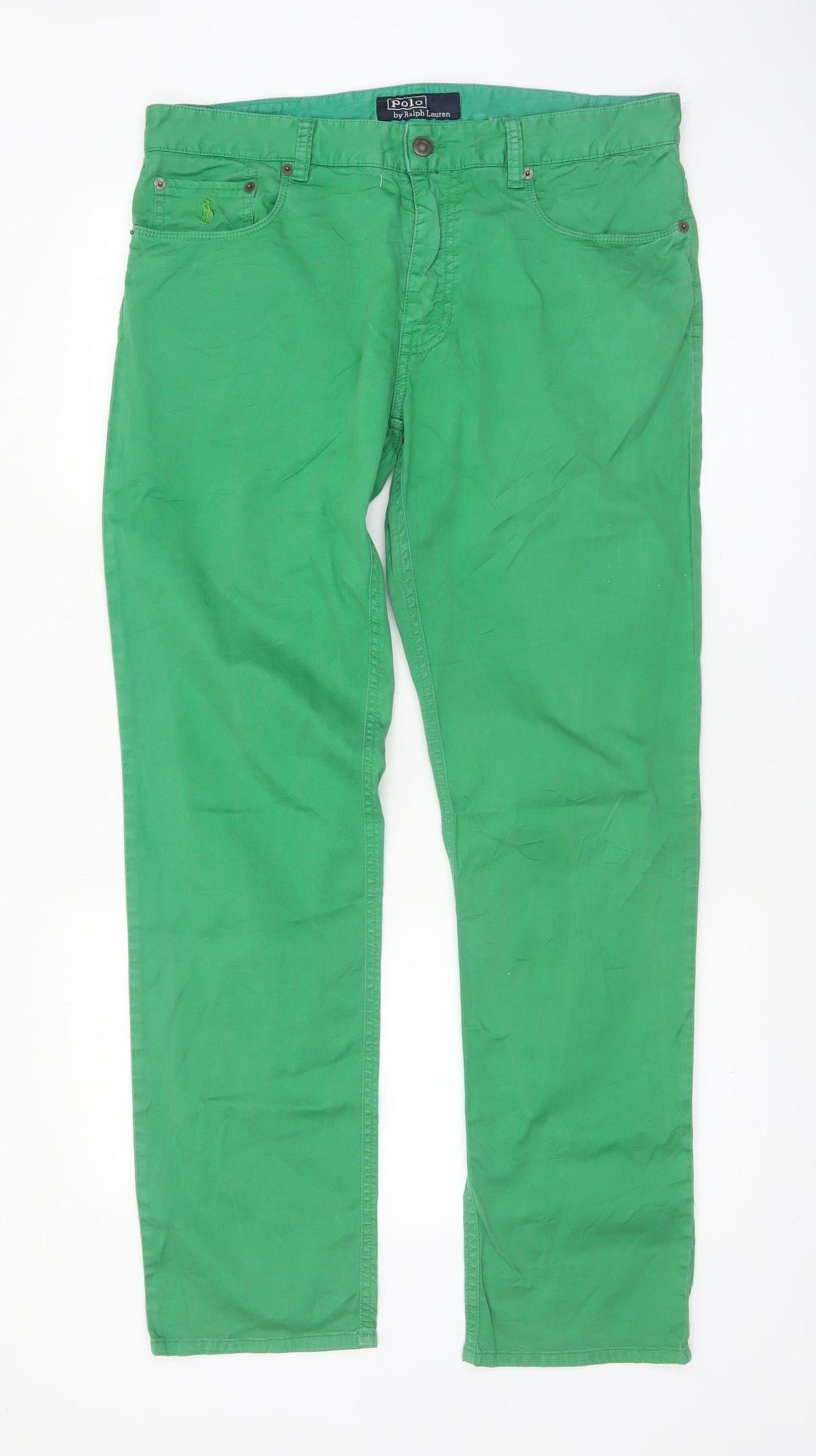 Polo Ralph Lauren Men's Green Chino Trousers 34x32 Regular Fit