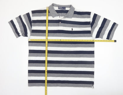 Ralph Lauren Men's 3XL Striped Cotton Polo Shirt Grey Navy