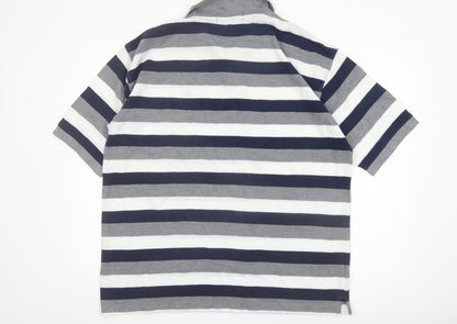 Ralph Lauren Men's 3XL Striped Cotton Polo Shirt Grey Navy