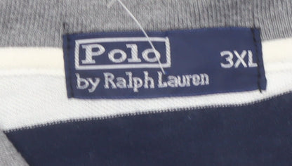 Ralph Lauren Men's 3XL Striped Cotton Polo Shirt Grey Navy