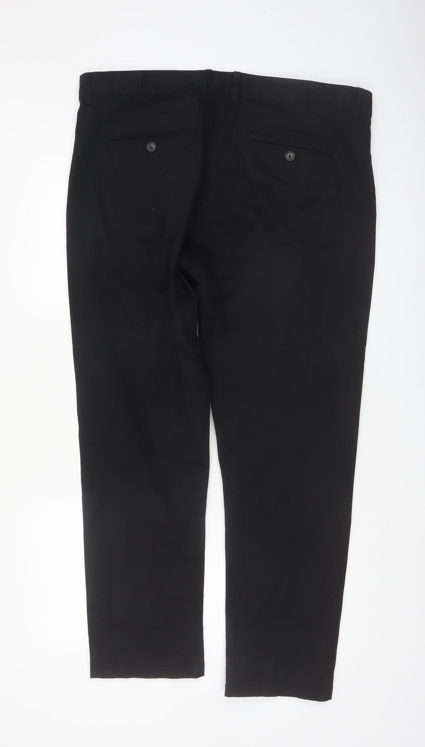 ACW85 Men's Black Chino Trousers 38S Regular Fit Cotton