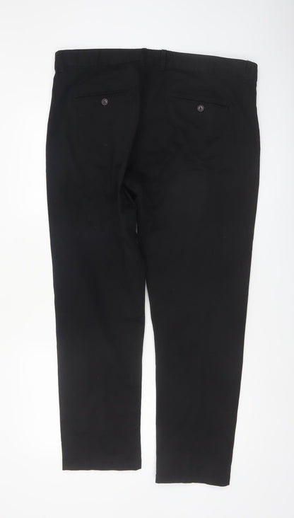 ACW85 Men's Black Chino Trousers 38S Regular Fit Cotton