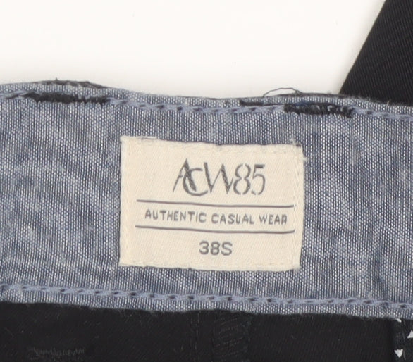 ACW85 Men's Black Chino Trousers 38S Regular Fit Cotton
