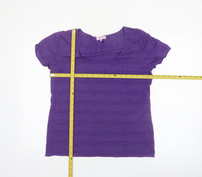 Marks and Spencer Per Una Women's Purple Size 16 Scoop Neck T-Shirt