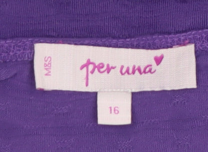 Marks and Spencer Per Una Women's Purple Size 16 Scoop Neck T-Shirt