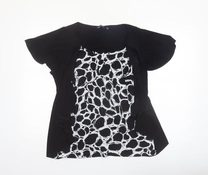 Sarah Hamilton Women's Black Geometric Tunic Blouse Size 16