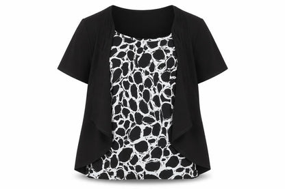 Sarah Hamilton Women's Black Geometric Tunic Blouse Size 16