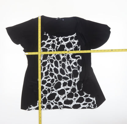Sarah Hamilton Women's Black Geometric Tunic Blouse Size 16