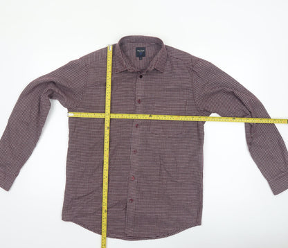 James Pringle Men's Red Check Button-Up Long Sleeve Shirt S