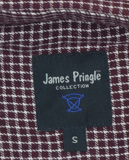 James Pringle Men's Red Check Button-Up Long Sleeve Shirt S