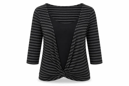 Wallis Womens Black Striped Wrap Jersey Top Size 18 3/4 Sleeve