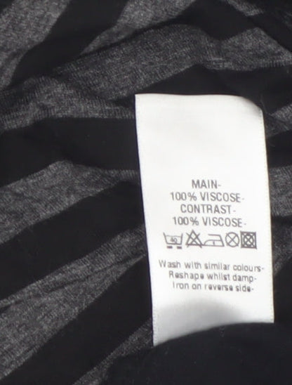 Wallis Womens Black Striped Wrap Jersey Top Size 18 3/4 Sleeve