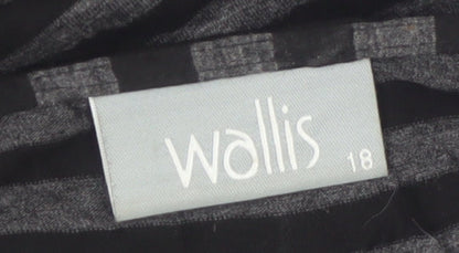 Wallis Womens Black Striped Wrap Jersey Top Size 18 3/4 Sleeve