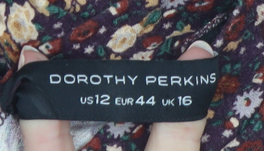 Dorothy Perkins Womens Multicoloured Floral A-Line Dress UK 16