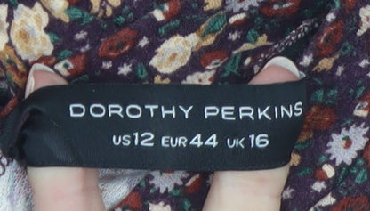 Dorothy Perkins Womens Multicoloured Floral A-Line Dress UK 16