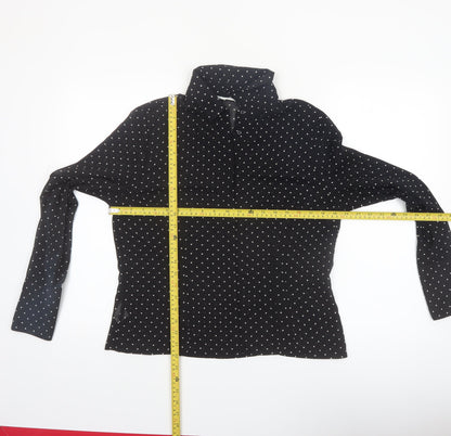 Amaranto Womens Black Polka Dot Long Sleeve Collared Blouse Size 14