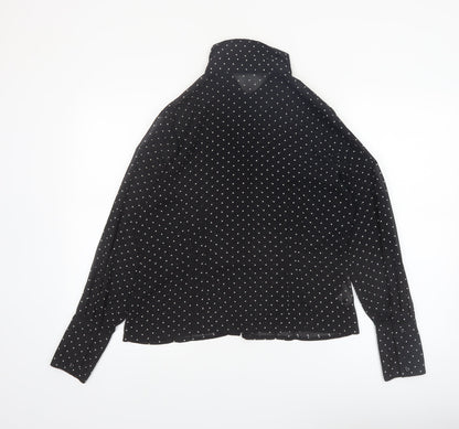 Amaranto Womens Black Polka Dot Long Sleeve Collared Blouse Size 14
