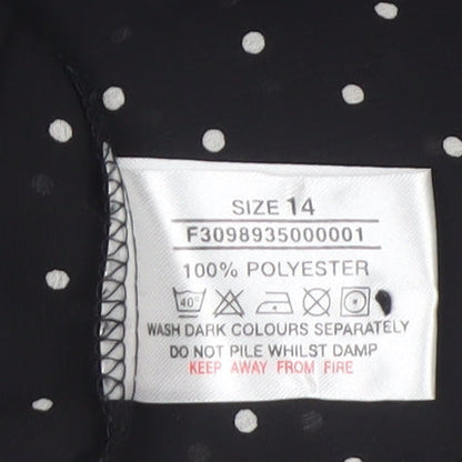 Amaranto Womens Black Polka Dot Long Sleeve Collared Blouse Size 14