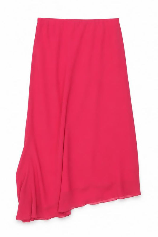 Kaleidoscope Women's Pink Asymmetric Midi Chiffon Skirt Size 16