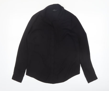 New Look Women's Black Long Sleeve Button-Up Chiffon Shirt Size 10