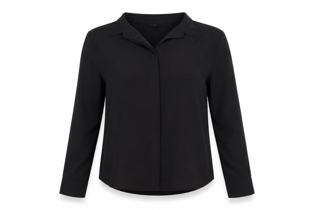New Look Women's Black Long Sleeve Button-Up Chiffon Shirt Size 10