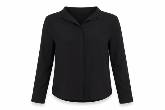New Look Women's Black Long Sleeve Button-Up Chiffon Shirt Size 10