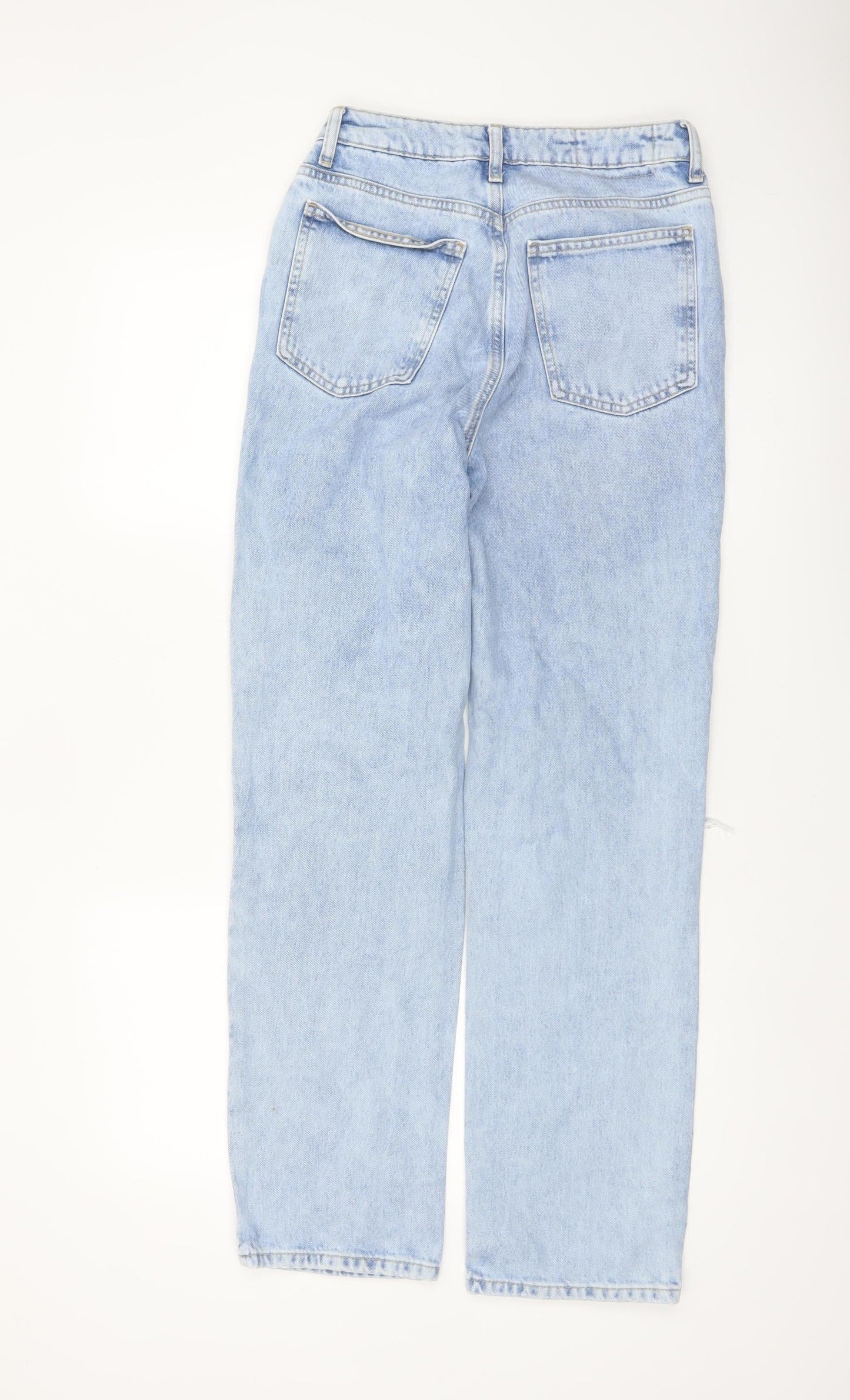 Primark Women Blue Size 8 High Rise Distressed Mom Jeans