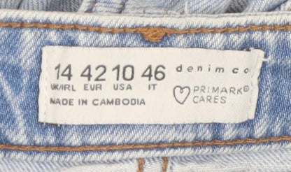 Primark Women Light Blue 14 Mom Jeans High Rise Denim