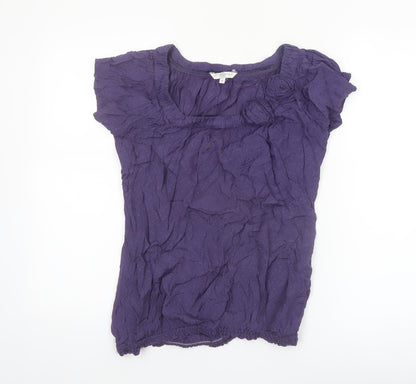 New Look Women’s Purple Viscose Tunic Blouse Size 12 Short Sleeve