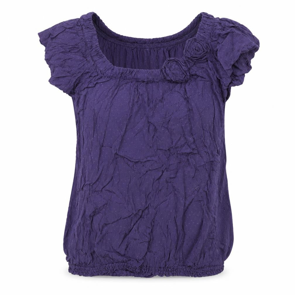 New Look Women’s Purple Viscose Tunic Blouse Size 12 Short Sleeve
