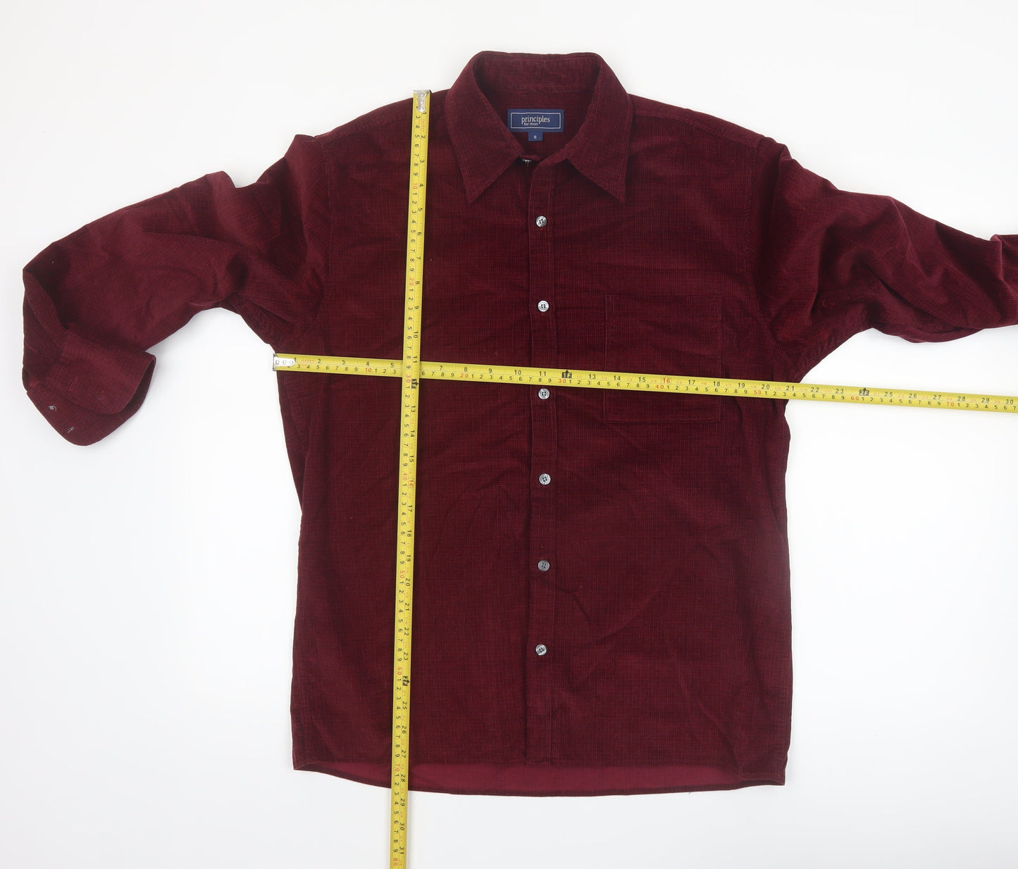 Principles for Men Red Corduroy Button-Up Long Sleeve Shirt Size S