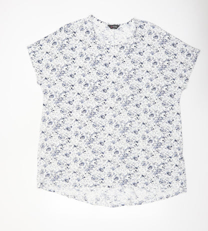 Yours Women's White Floral Viscose Stretch Plus Size 20 T-Shirt