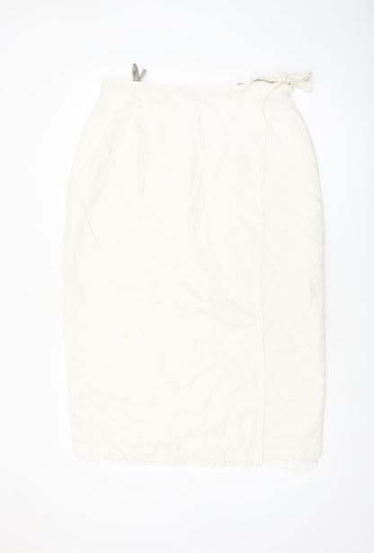 C&A Women Ivory Midi Wrap Skirt Linen Blend Size 18