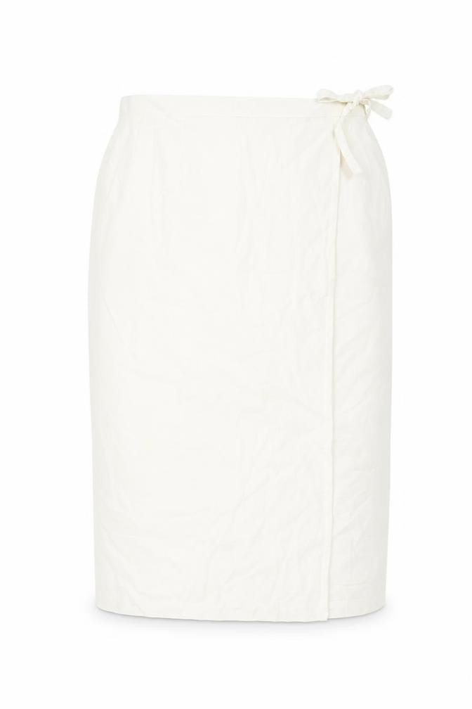 C&A Women Ivory Midi Wrap Skirt Linen Blend Size 18