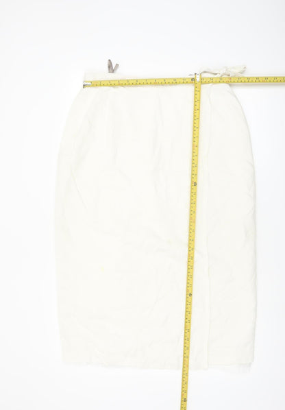 C&A Women Ivory Midi Wrap Skirt Linen Blend Size 18