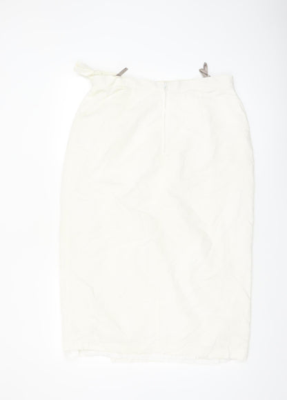 C&A Women Ivory Midi Wrap Skirt Linen Blend Size 18