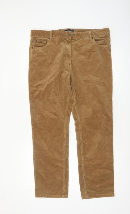 Marks and Spencer Women’s Brown Corduroy Chino Trousers Size 16 Short