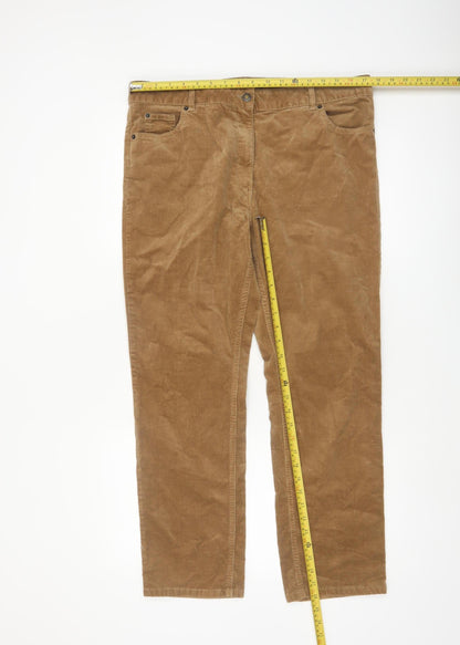 Marks and Spencer Women’s Brown Corduroy Chino Trousers Size 16 Short