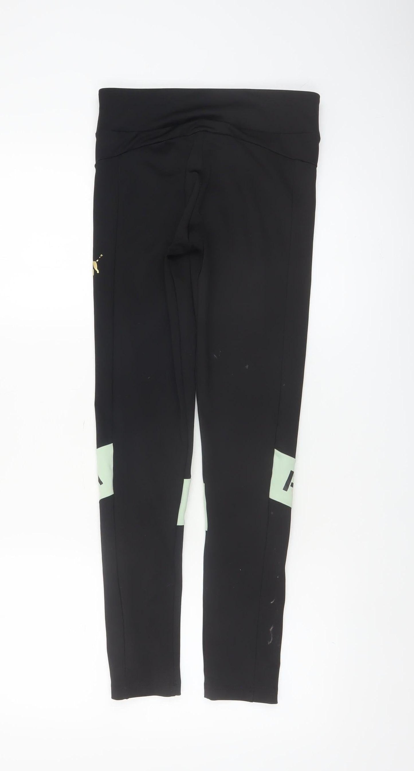 Puma Girls Black 13-14 Years Activewear Leggings with Logo Print