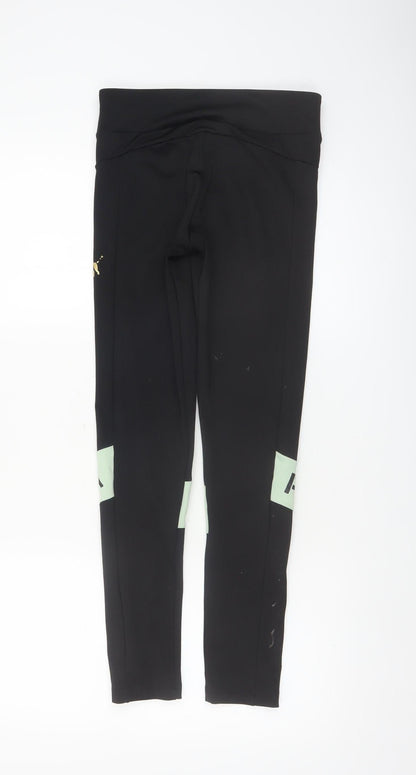 Puma Girls Black 13-14 Years Activewear Leggings with Logo Print