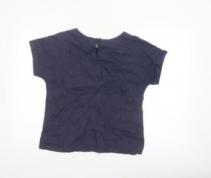 Marks and Spencer Women Blue Linen Short Sleeve Blouse UK 10
