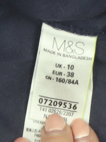 Marks and Spencer Women Blue Linen Short Sleeve Blouse UK 10